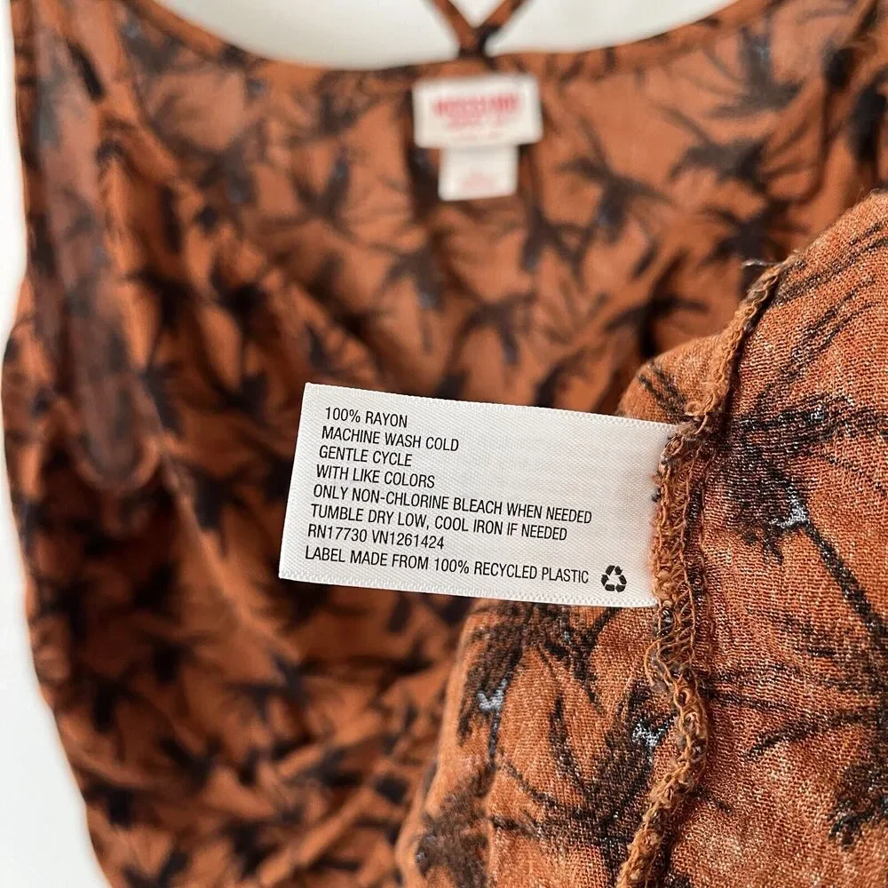 Mossimo Palm Tree Wrap Orange And Black Front Sleeveless - Large - Picture 4 of 4